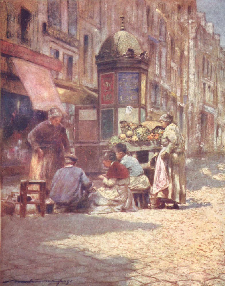 PARIS. Peeling Potatoes 1909 old antique vintage print picture